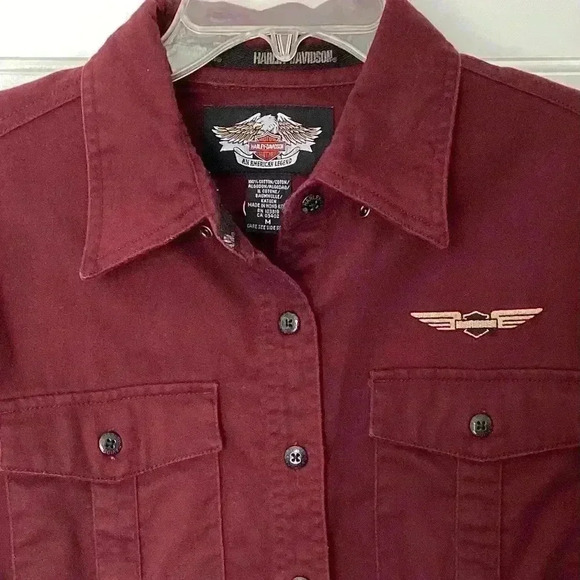 Harley-Davidson embroidered shirt Maroon Size Medium - Picture 3 of 10